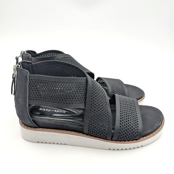 Easy Spirit Sewitney2 Knit Platform Sandals Open Toe Black Size US7M EU38 - Picture 3 of 11